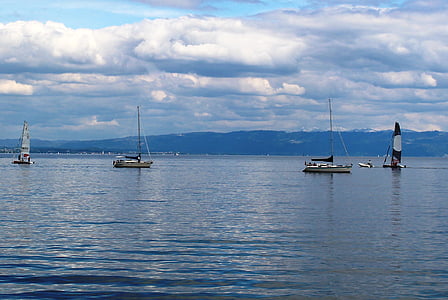 康斯坦茨湖, 心情, 气氛, 水, 帆船, 云彩, lichtspiel