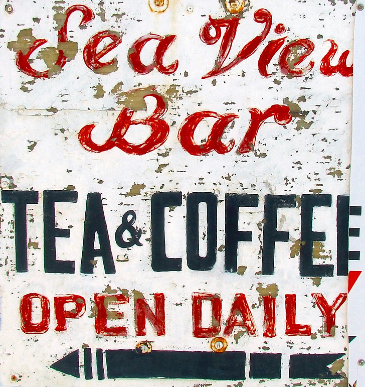signe, café, vieille enseigne, Weathered, restaurant, Retro, Vintage