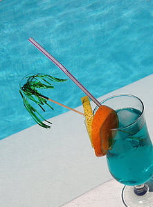 bebidas, água, azul, fresco, frio, frutas, férias