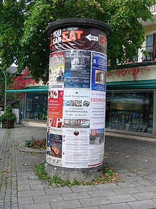 reklám pillér, plakátok, információk, Figyelmeztetés, wih, reklámhordozó, állj