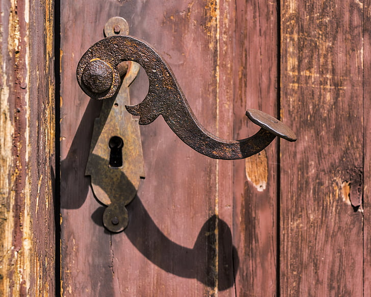 handle, rusty, old, lock, rust, iron, entrance