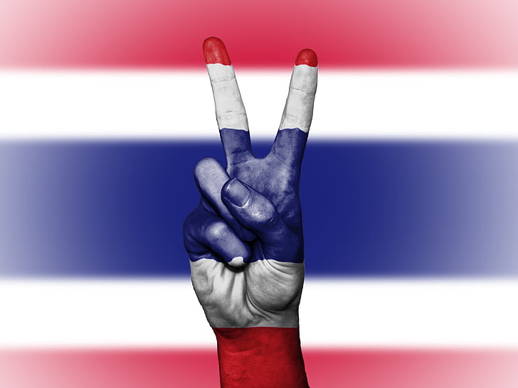 Tailândia, paz, mão, nação, plano de fundo, Bandeira, cores