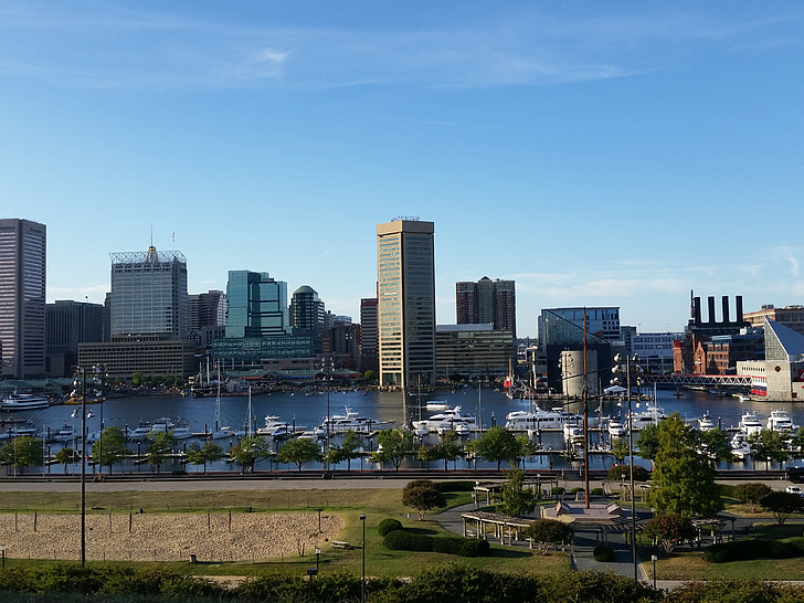 Baltimore, hamnen, båtar, Marina, fartyg, vatten, Docks