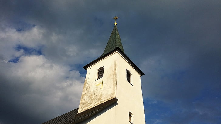 kyrkan, Lackenhof, Steeple, religion, kristendomen, tro, byggnad