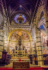 Catedral de Siena, altar, vidrieras, Italia, Catedral, Iglesia, Siena