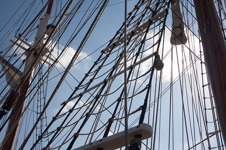 tuigage, zeilschip, schip, masten, boot, touwwerk, drie masten