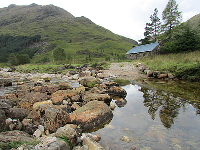 Escócia, cabana do corriehully, cabana, abrigo de montanha, cabine, montanhas, rural