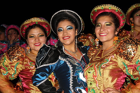 Puno, Peru, Carnaval, Candelária, flickor, kultur, traditionella