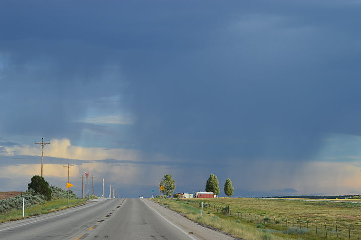 estrada, Utah, viagens, paisagem, nuvens, céu, natureza