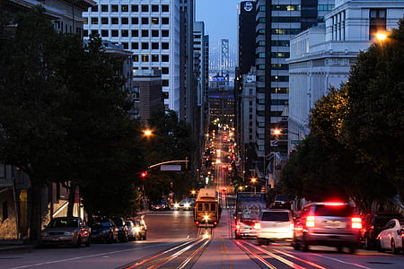 San Franciskas, gatvėse, miesto šviesos, miesto, įlanka, kelionės, Amerikoje