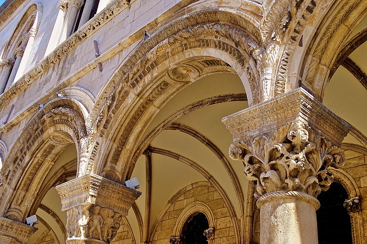 Fürstenpalast, Kroatien, Dubrovnik, säulenförmigen, tirbögen, Rhaeto romanischen, historisch