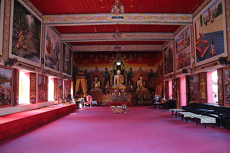 buddhistický, chrám, interiér, chrámový komplex, buddhistický chrám, svatyně, náboženství