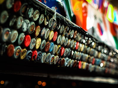 nắp chai, đầy màu sắc, tác phẩm của nghệ thuật, chai, nắp, bia