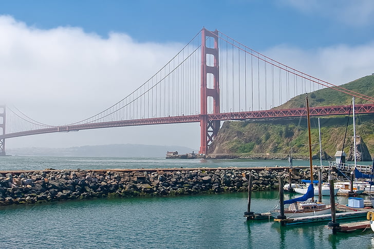 Golden Gate Brücke, landschaftlich reizvolle, Panorama, Fort Baker Ansicht, Golden Gate national recreation, Bereich, Kalifornien