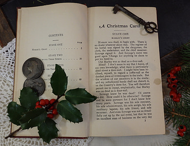 Natale, agrifoglio, oggetto d'antiquariato, libro