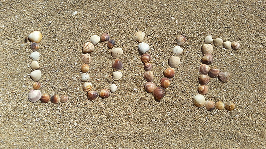 małże, piasek, miłość, muszle w piasku, morze, Natura, Harmony