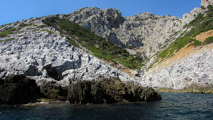 costa rocciosa, scogliere, mare, Costa, Isola, natura, Grecia