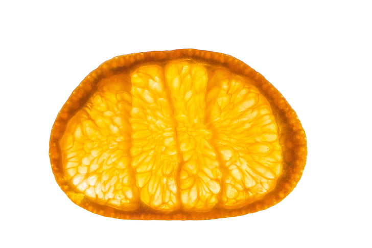 macro, fons blanc, fruita, mandarí, taronja, secció transversal, tallar
