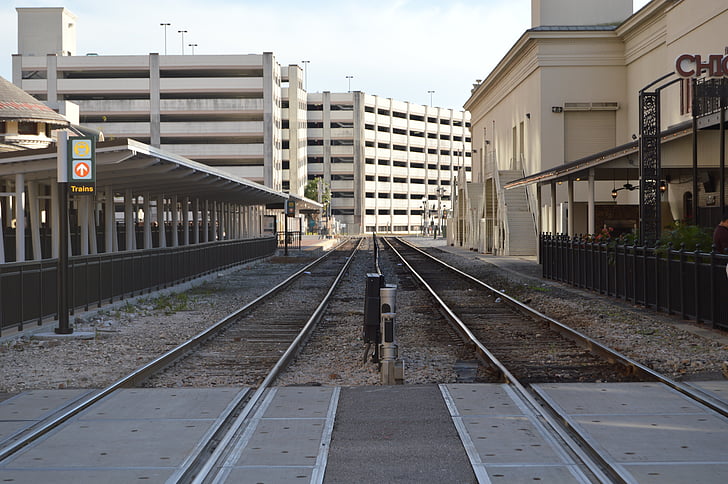kiskot, juna radan, downwtown, Church street, Orlando, juna, Railroad