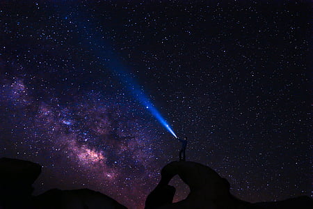 Κομήτης, έναστρο, διανυκτέρευση, αστέρι, φακός, νυχτερινό ουρανό, μουσική