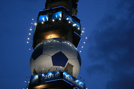 タワー, テルコム, 背の高い, ライト, 通信, サッカー, ボール