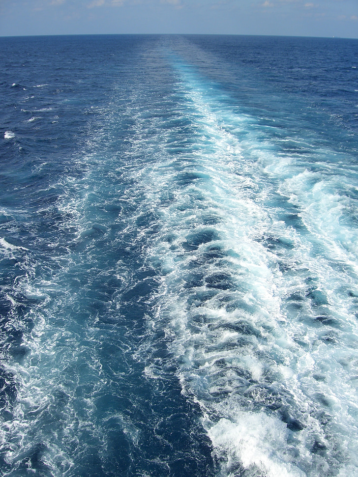 l'aigua, oceà, Estela, ona, blau, Mar, navegar per