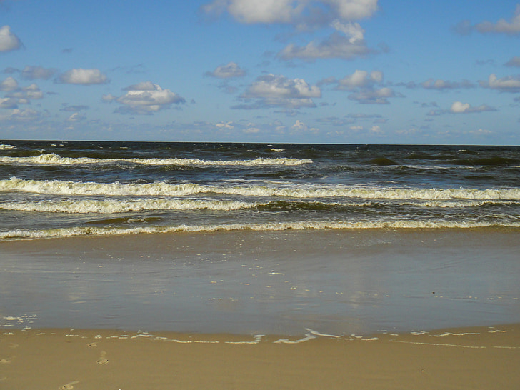 στη θάλασσα, παραλία, τα κύματα, η ακτή, Βαλτική θάλασσα, ουρανός, νερό