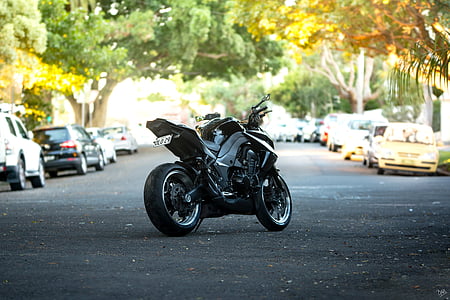 black, ninja, sports, bike, roadway, motorcycle, motorbike