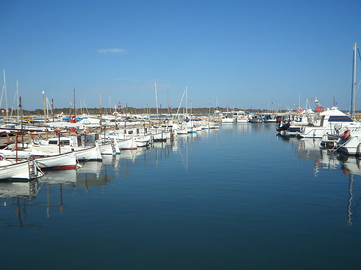 Marina, Colonia de jordi, Mallorca, port, båter, seilbåter, Yacht