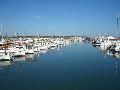 Marina, Colonia de jordi, Mallorca, hamn, båtar, segelbåtar, Yacht