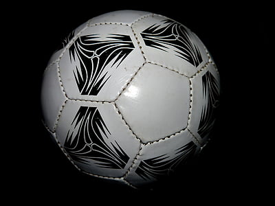 futebol, sobre, couro, preto, Branco, bola, esfera de formação