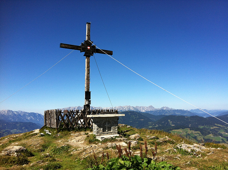 mountain, summit cross, sunday kogel, hike, tour, st johann, tauern
