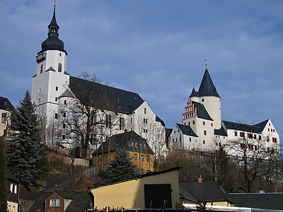 Schwarzenberg, Castle, Ore-bjergene, arkitektur, Tower, kirke, historie