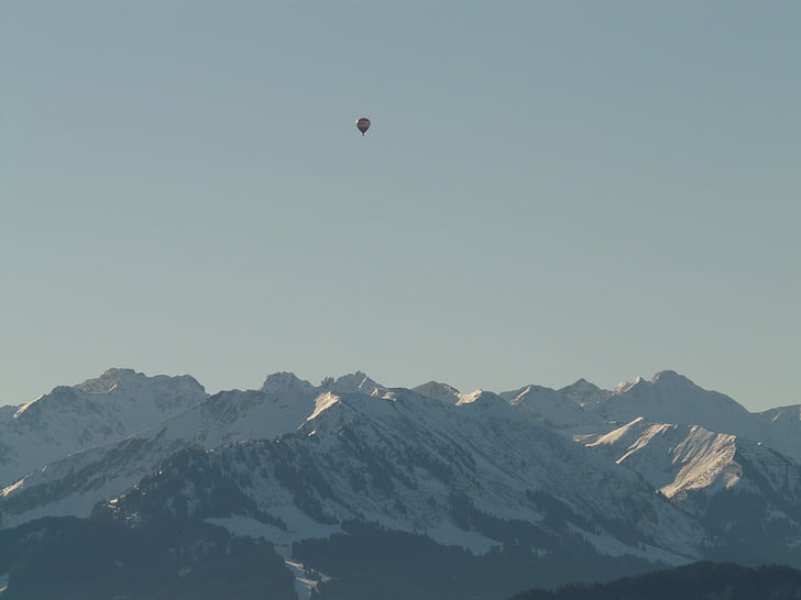 ballon, luftballon, kørsel, flyve, Air sports, luftskib, bjerge