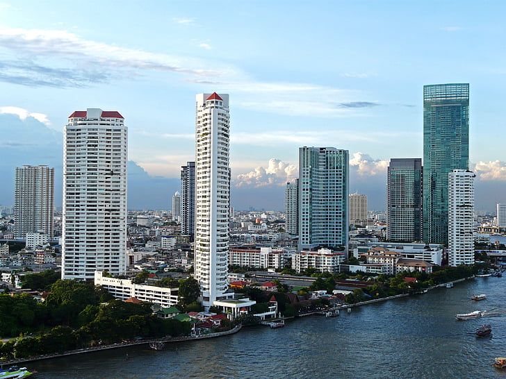 Thailand, Bangkok, Kota, Metropolis, cakrawala, pencakar langit, pemandangan kota