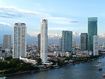 Tailândia, Banguecoque, cidade, Metrópolis, linha do horizonte, arranha-céu, paisagem urbana