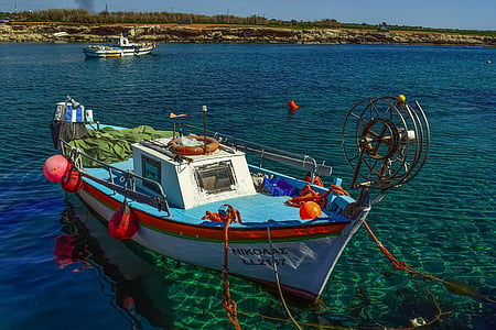 loďou, Harbor, rybárskeho prístrešku, more, tradičné, Gréci, Cyprus
