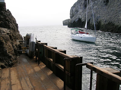 boat, ocean, dock, anacapa, island, california, channel