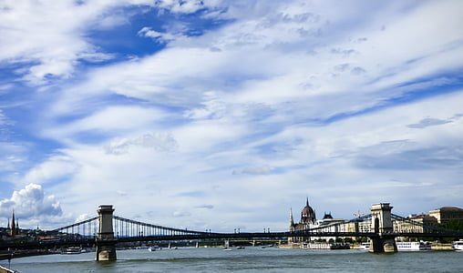 Budapest, landskap, elven, hovedstad, Ungarn, Donau, Panorama