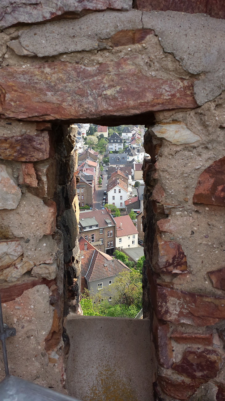 Castle windows, skottgluggarna, samlats in, Outlook, genom att titta, staden, slott