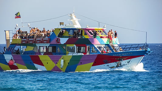 kryssning båt, färger, turism, semester, havet, sommar, Cypern