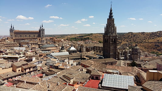 Toledo, kota tua, Castilla - la mancha, Panorama, Gereja, arsitektur, Eropa