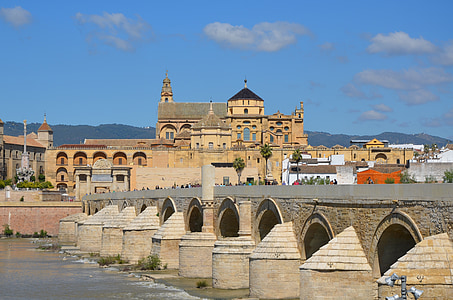 Córdoba, ciudad, puente, cielo, azul