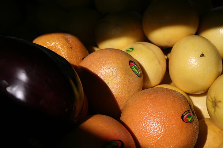 Orange, äggplanta, Friuts, färsk, mat