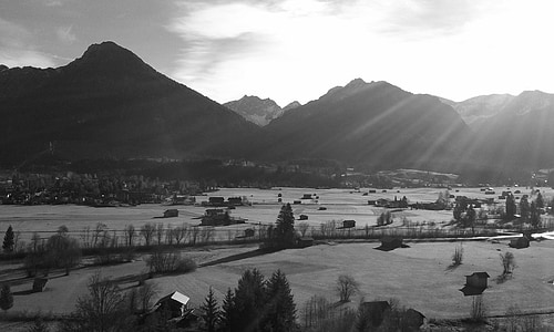 Oberstdorf, alpesi, Allgäu, Allgäu-Alpok, hegyek, táj, panoráma