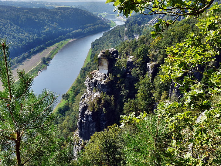 elbe için bastei görünümünü, Sakson İsviçre, manzara, kaya, sandsteingebierge, tırmanış, doğa