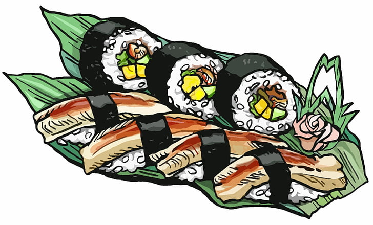 sushi, roll, conger, eel, japanese, food, japan