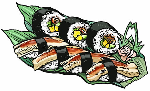 Sushi, rolki, Konger, węgorz, Japoński, jedzenie, Japonia
