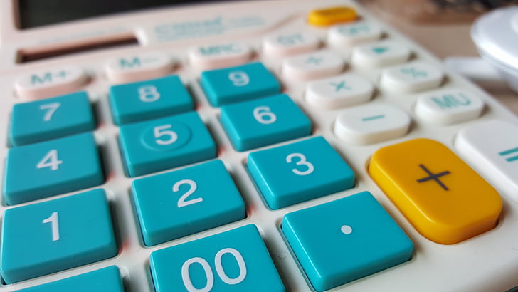 kalkulator, številke, pisarniške potrebščine