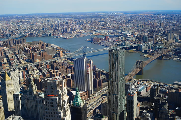 Most Brookliński, Nowy Jork, Manhattan, most wiszący, new york city, Brooklyn, Ameryka
